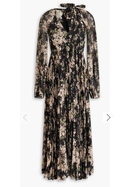 Zimmermann Women's Black Pleated Floral-print Georgette Midi Dress
